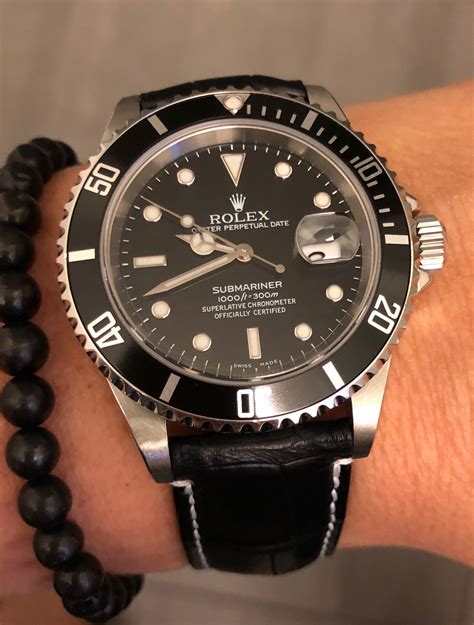 leather rolex watch|rolex with black leather band.